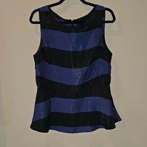 Banana Republic Blue and Black Striped Blouse